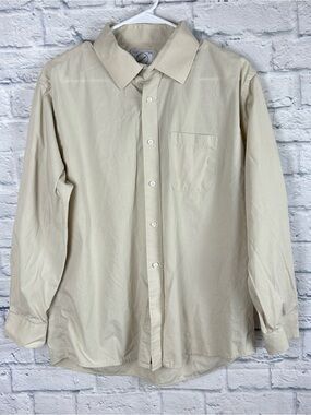 Bespoke Classic Fit Dress Shirt Large 16-16.5 Cream Button Front Long Sleeve